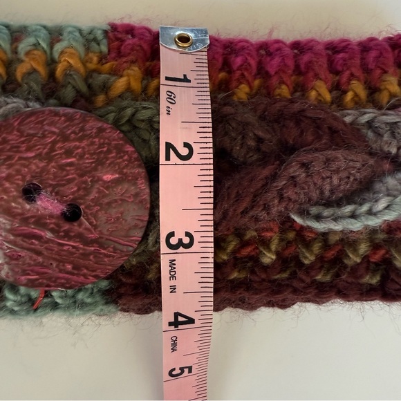 Crochet Headband One Size Ear Warmer Headband Button Unique Multicolor Chunky - Picture 4 of 7